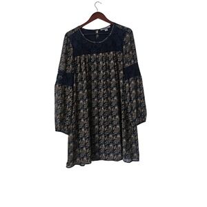 Ruff Hewn Grey XL Paisley Lace Mini Dress Boho Whimsy Goth Balloon Sleeve